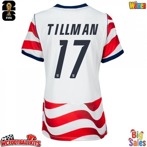 United States Malik Tillman #17 Replica Home Stadium Shirt for Women World Cup 2026 Short Sleeve